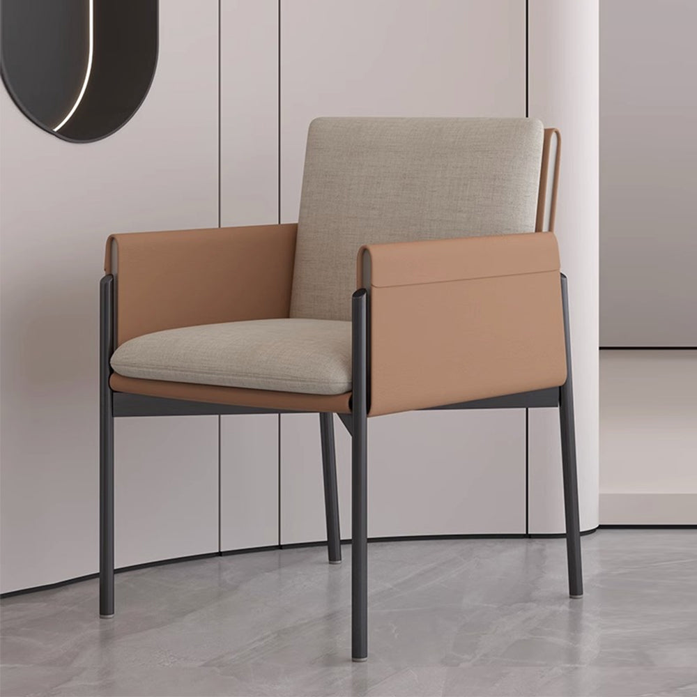 LIVARA DC1016 Saddle Leather Dining Chair Carbon Steel Legs