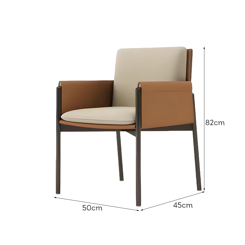 LIVARA DC1016 Saddle Leather Dining Chair Carbon Steel Legs