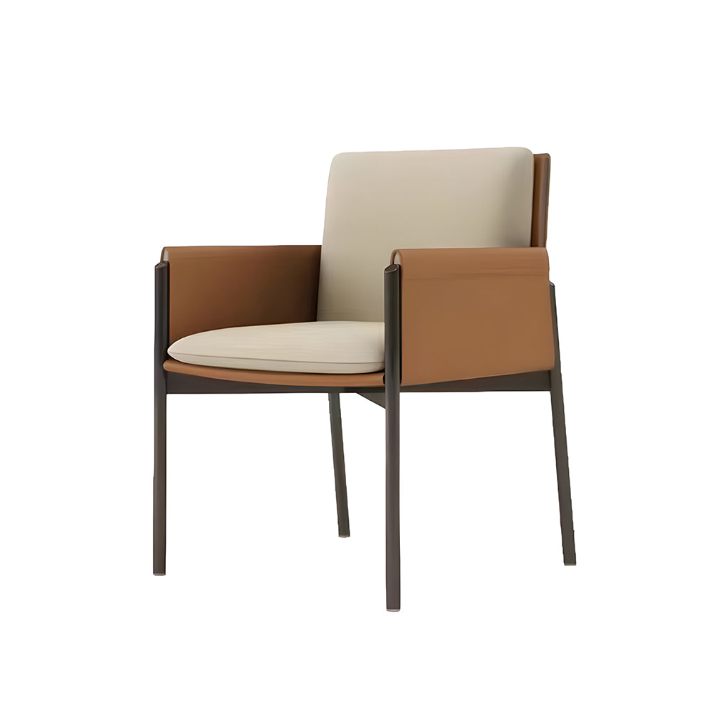 LIVARA DC1016 Saddle Leather Dining Chair Carbon Steel Legs