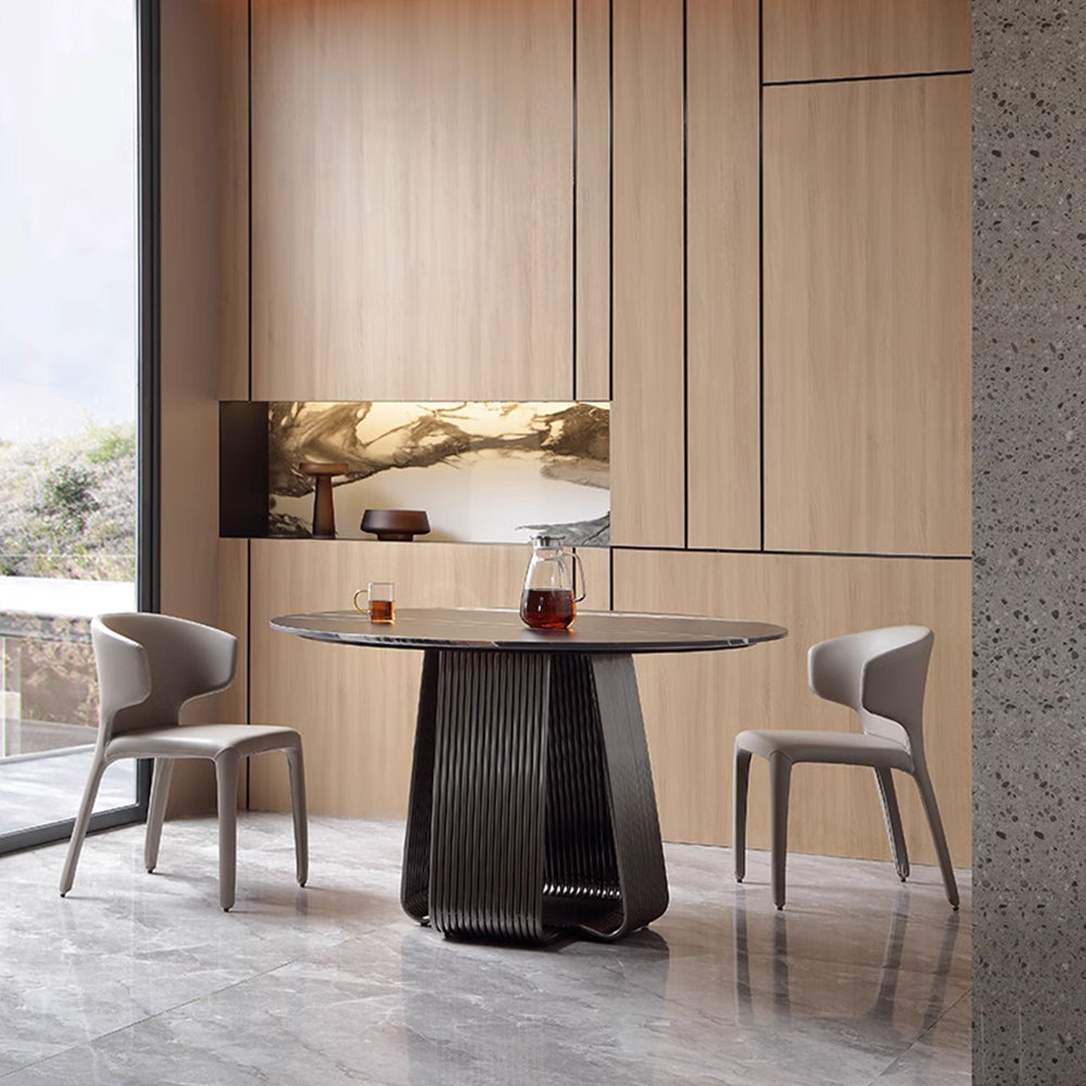 LIVARA DC1018 Faux Leather Fabric Dining Chair Stainless Steel Legs