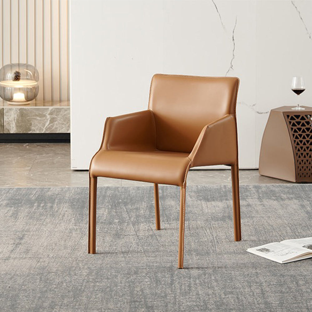 LIVARA DC1019 Saddle Leather Dining Chair Carbon Steel Legs