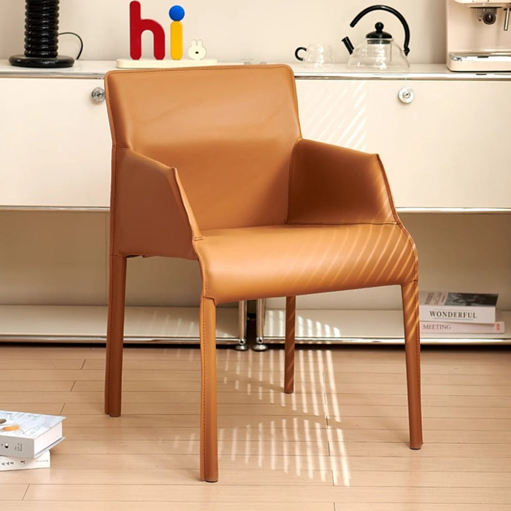 LIVARA DC1019 Saddle Leather Dining Chair Carbon Steel Legs