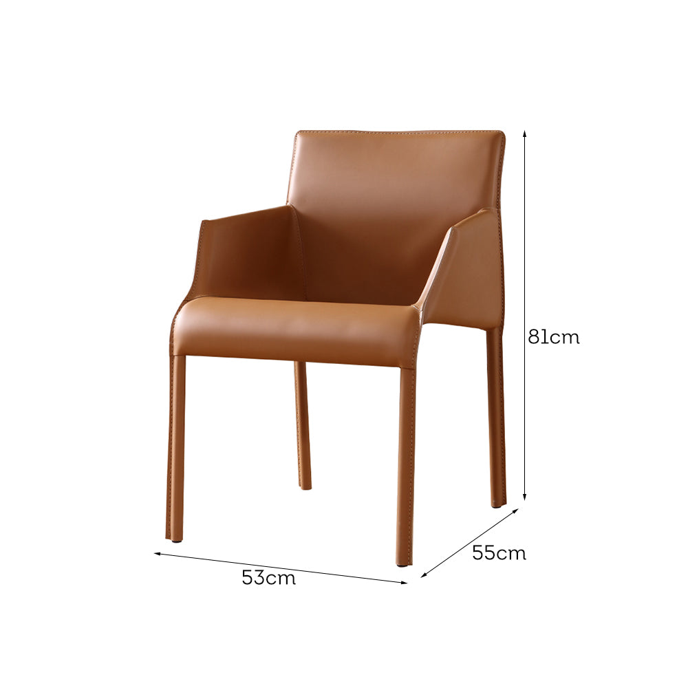 LIVARA DC1019 Saddle Leather Dining Chair Carbon Steel Legs