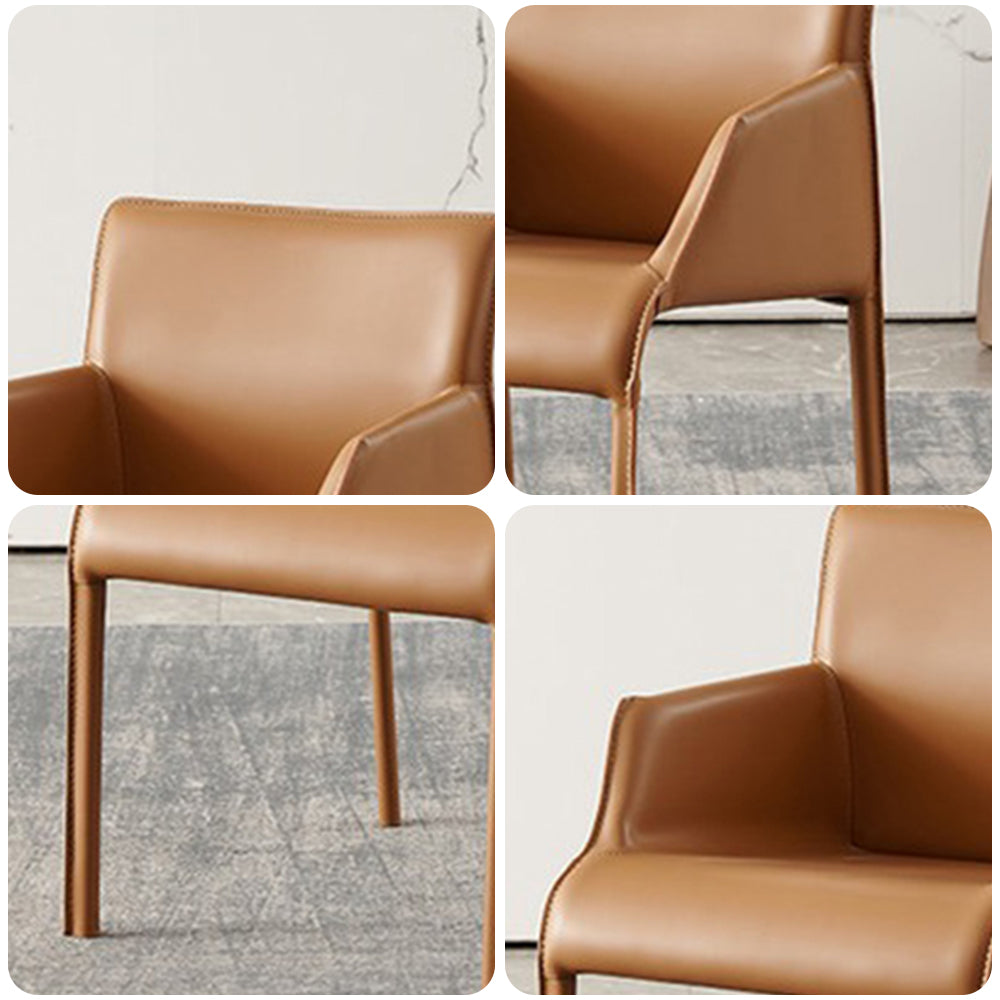LIVARA DC1019 Saddle Leather Dining Chair Carbon Steel Legs