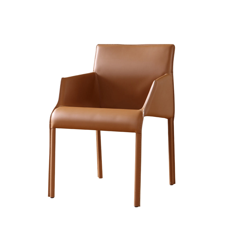 LIVARA DC1019 Saddle Leather Dining Chair Carbon Steel Legs