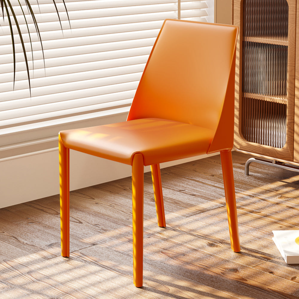 LIVARA DC1021 Saddle Leather Dining Chair Carbon Steel Legs