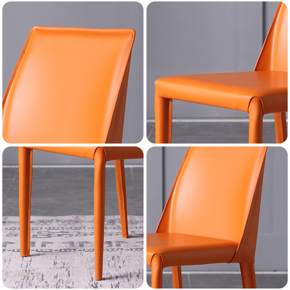 LIVARA DC1021 Saddle Leather Dining Chair Carbon Steel Legs