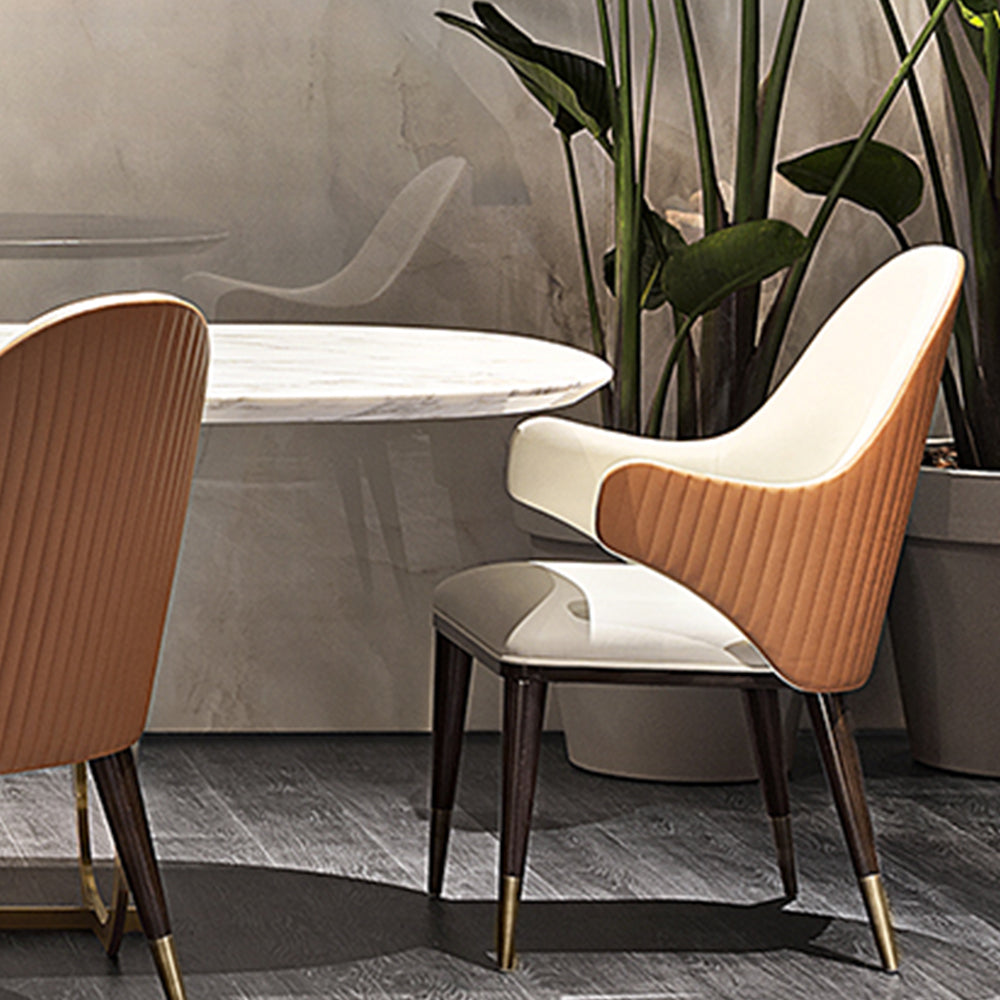 LIVARA DC1022 Faux Leather Fabric Dining Chair Solid Wood Frame