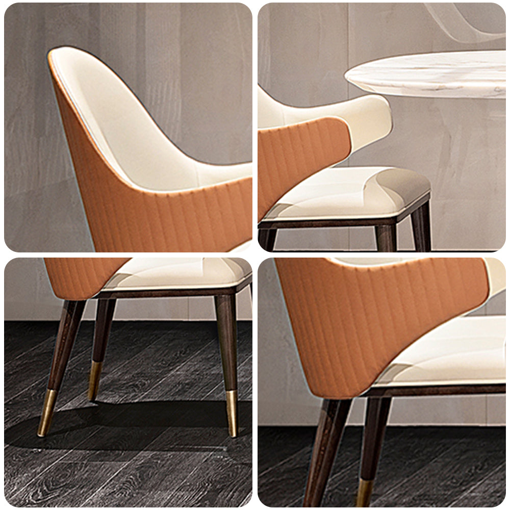 LIVARA DC1022 Faux Leather Fabric Dining Chair Solid Wood Frame