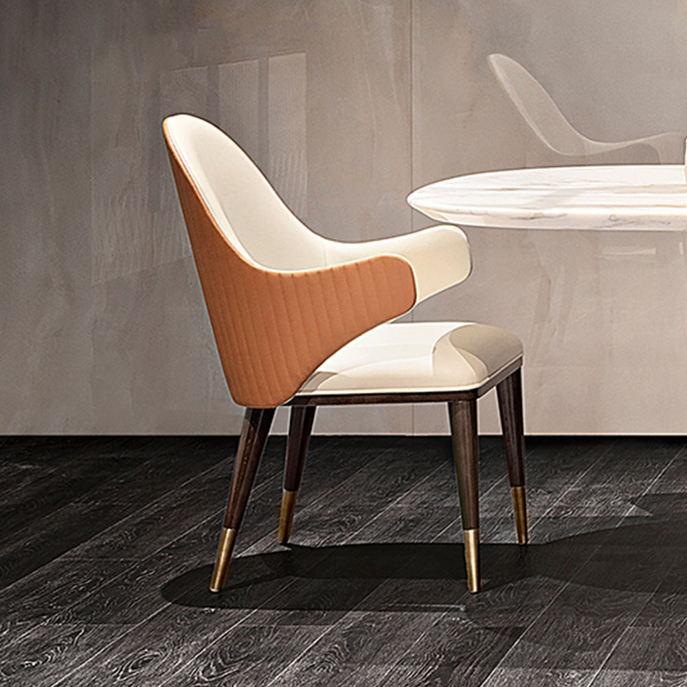 LIVARA DC1022 Faux Leather Fabric Dining Chair Solid Wood Frame