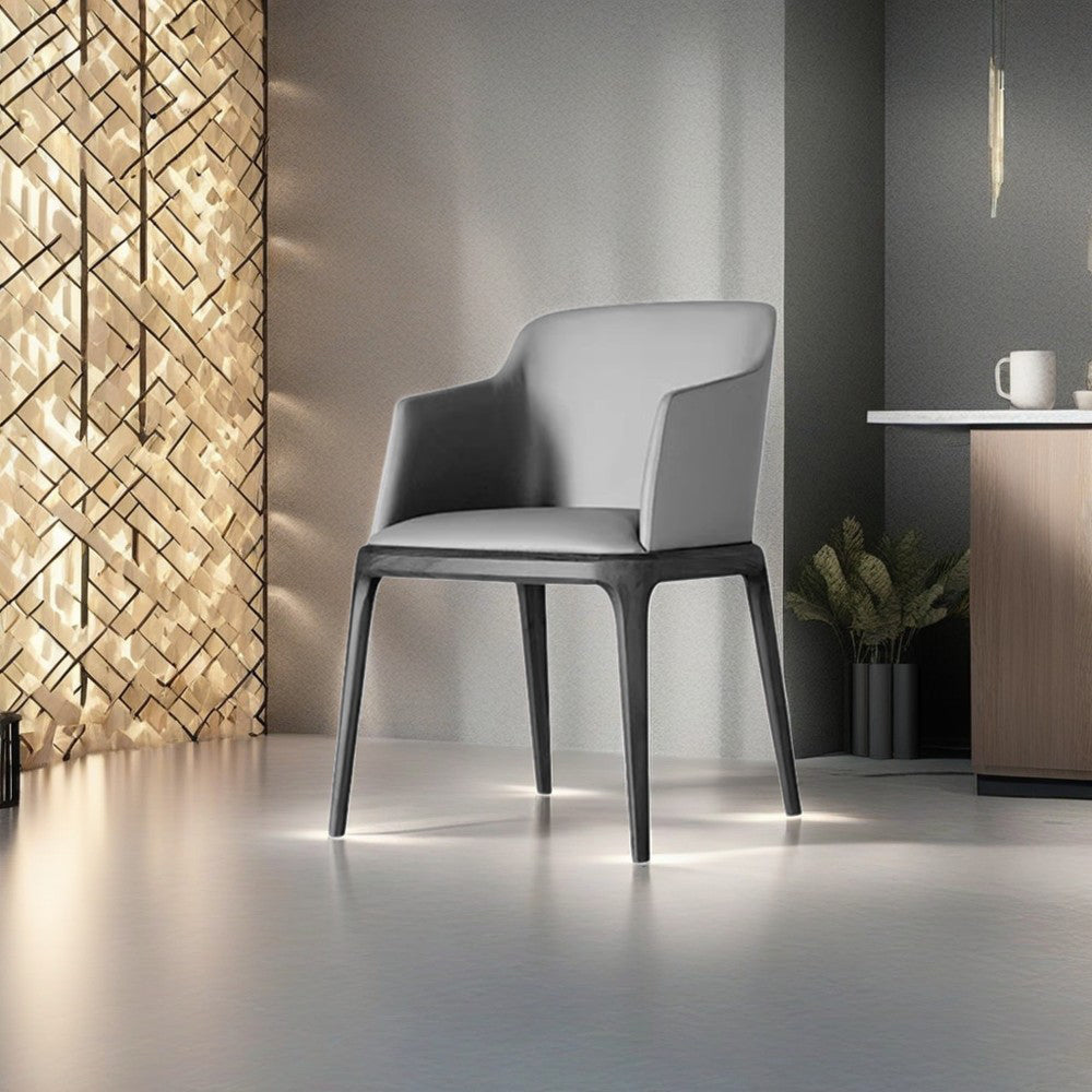 LIVARA DC1028 Faux Leather Fabric Dining Chair Solid Wood Frame