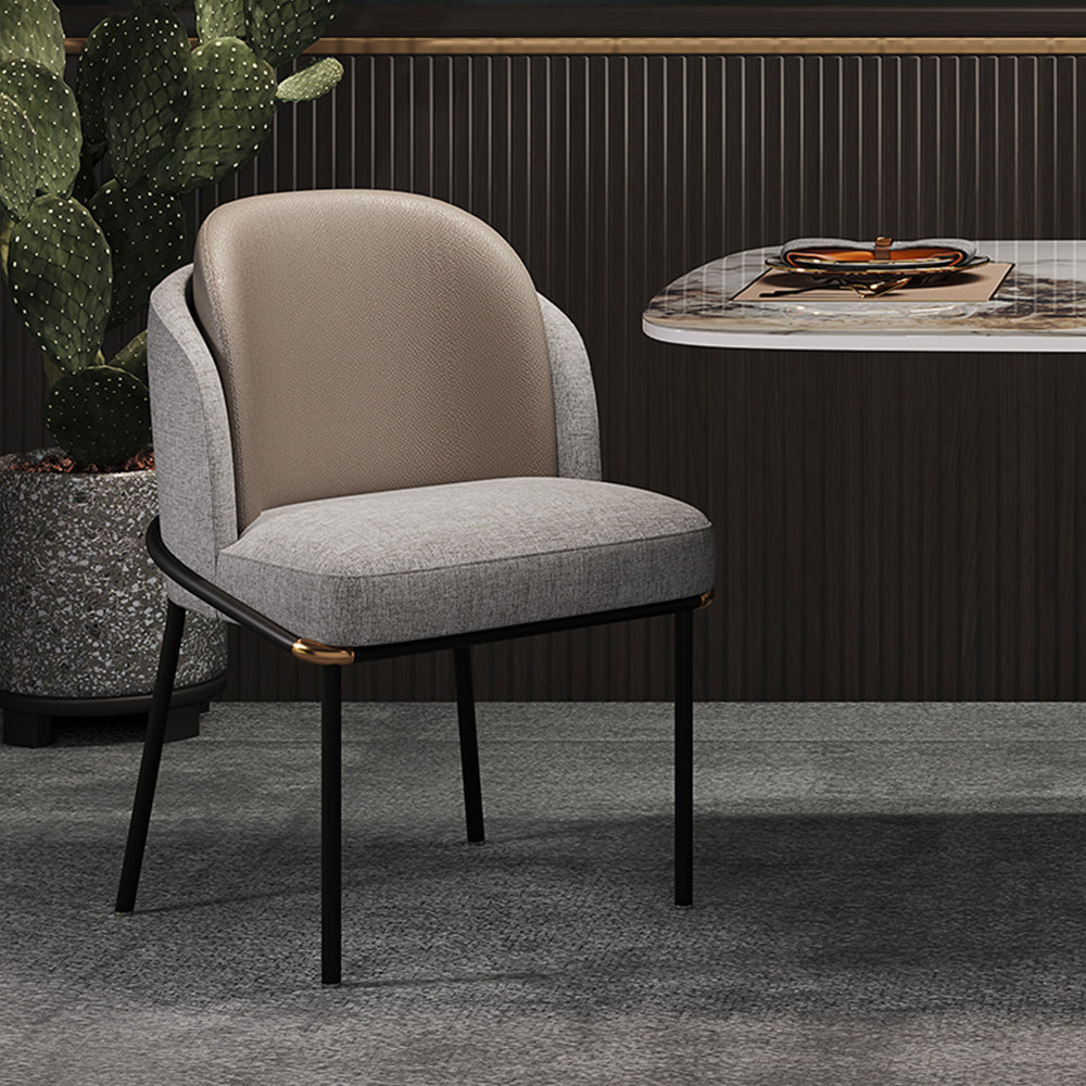 LIVARA DC1031 Cotton-Linen Fabric Dining Chair Stainless Steel Legs