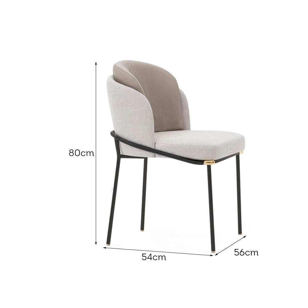 LIVARA DC1031 Cotton-Linen Fabric Dining Chair Stainless Steel Legs