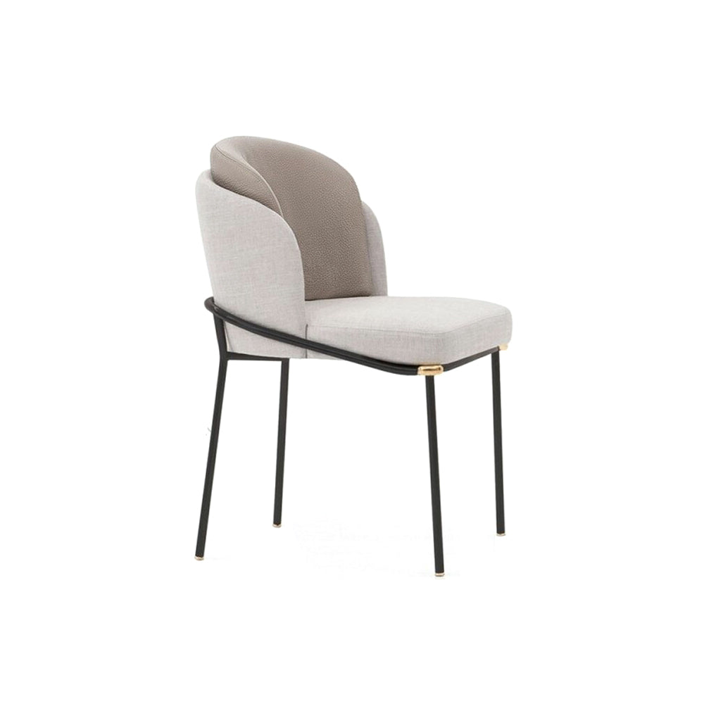 LIVARA DC1031 Cotton-Linen Fabric Dining Chair Stainless Steel Legs