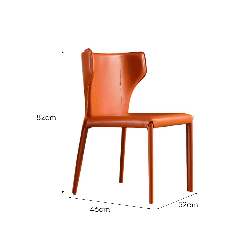 LIVARA DC1037 Saddle-Style Leather Dining Chair Carbon Steel Legs