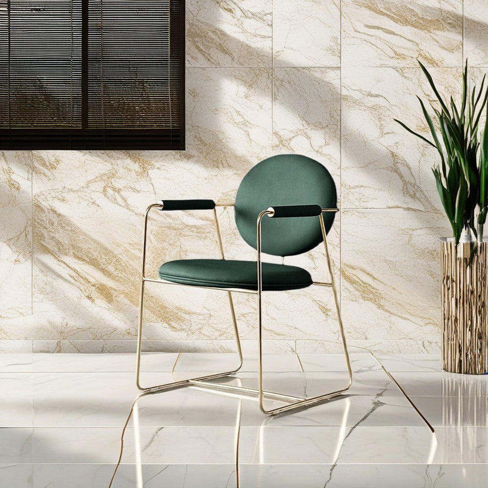 LIVARA DC1049 Faux Leather Fabric Dining Chair Metal Frame