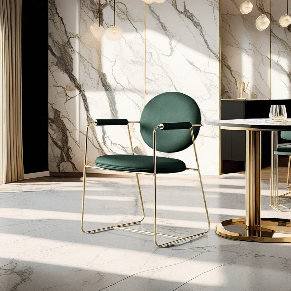 LIVARA DC1049 Faux Leather Fabric Dining Chair Metal Frame