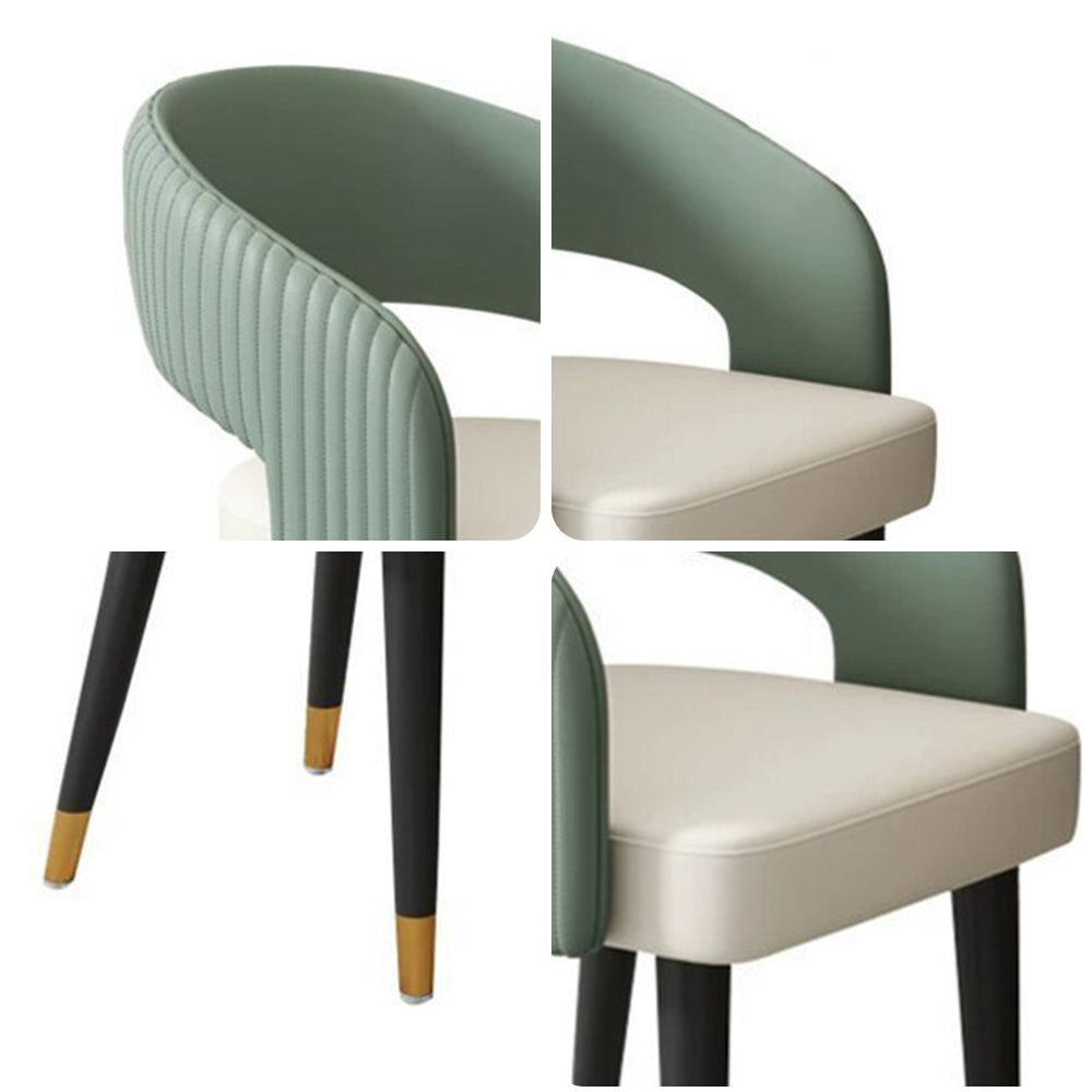 LIVARA DC1058 Faux Leather Fabric Dining Chair Solid Wood Frame