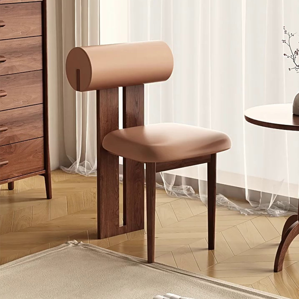 LIVARA DC1076 Faux Leather Fabric Dining Chair Solid Wood Frame