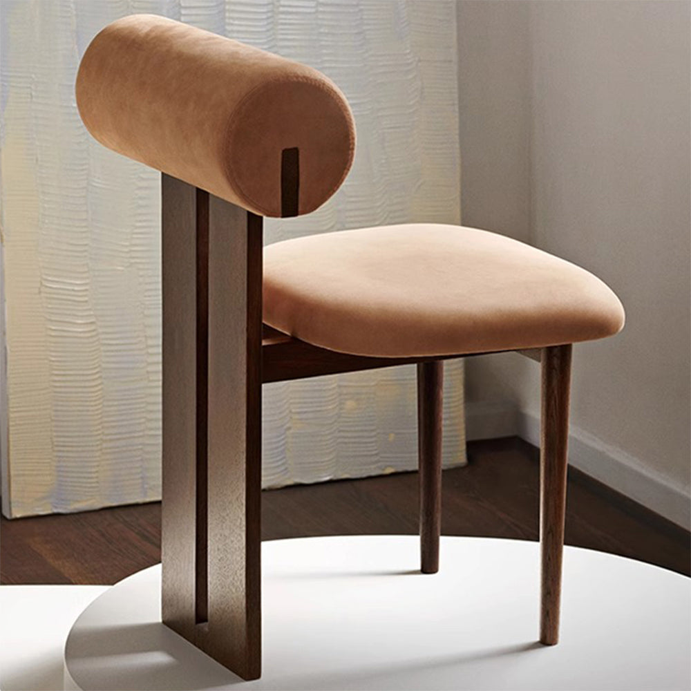 LIVARA DC1076 Faux Leather Fabric Dining Chair Solid Wood Frame