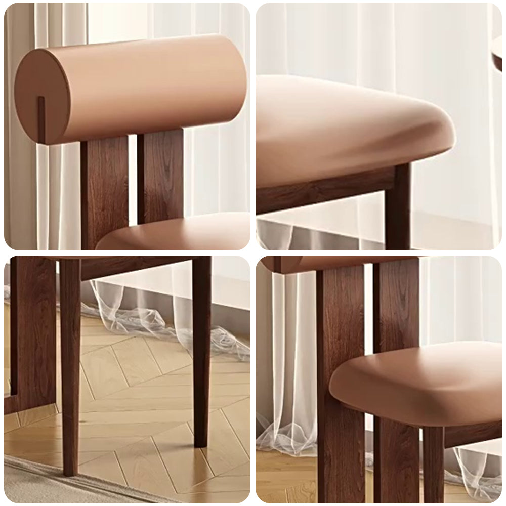 LIVARA DC1076 Faux Leather Fabric Dining Chair Solid Wood Frame