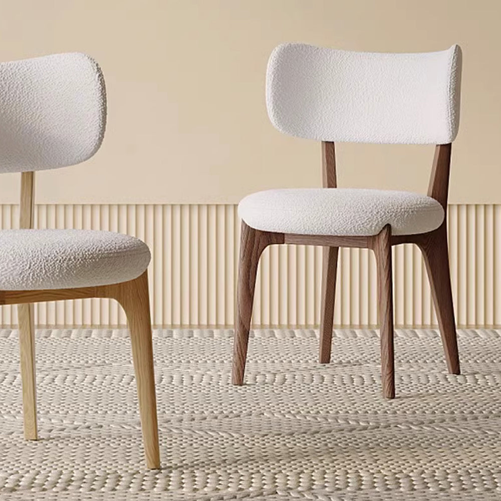 LIVARA DC1084 Lamb Fleece Fabric Dining Chair Solid Wood Frame