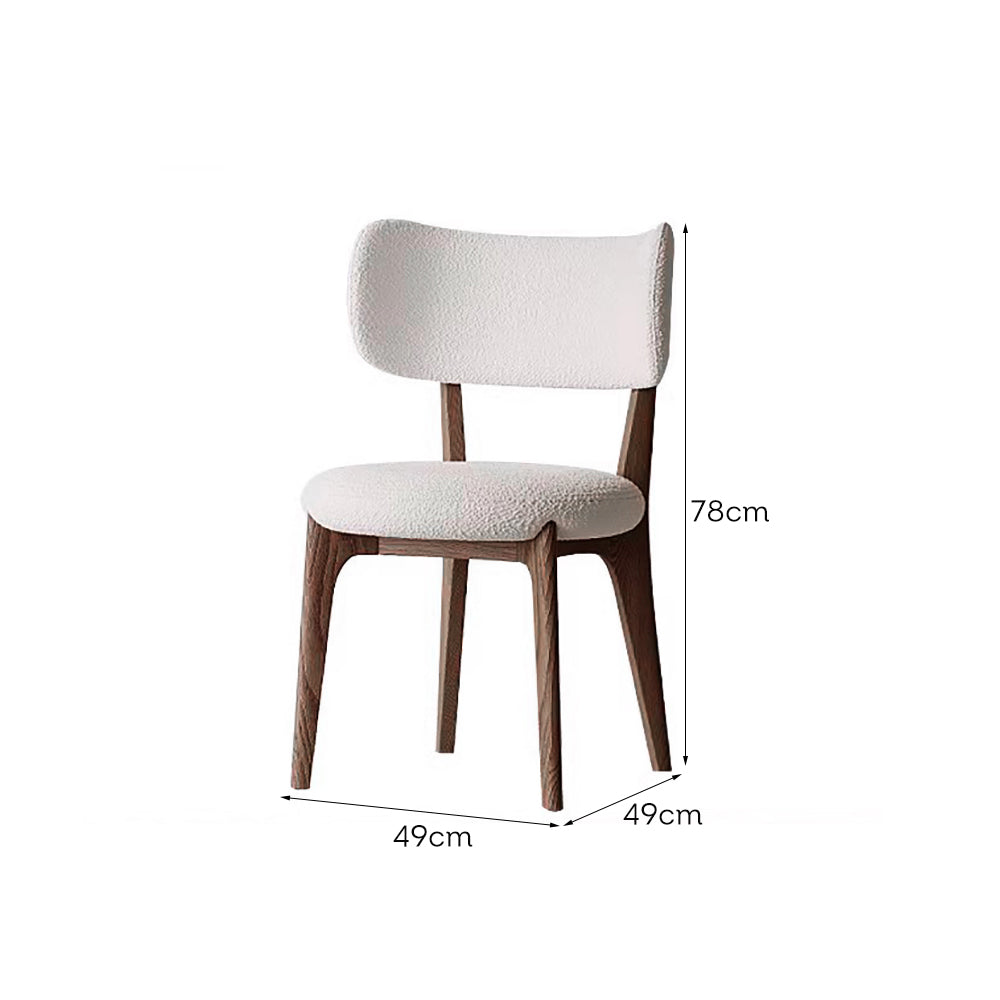 LIVARA DC1084 Lamb Fleece Fabric Dining Chair Solid Wood Frame
