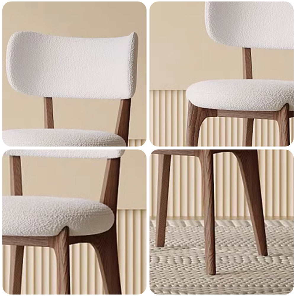 LIVARA DC1084 Lamb Fleece Fabric Dining Chair Solid Wood Frame