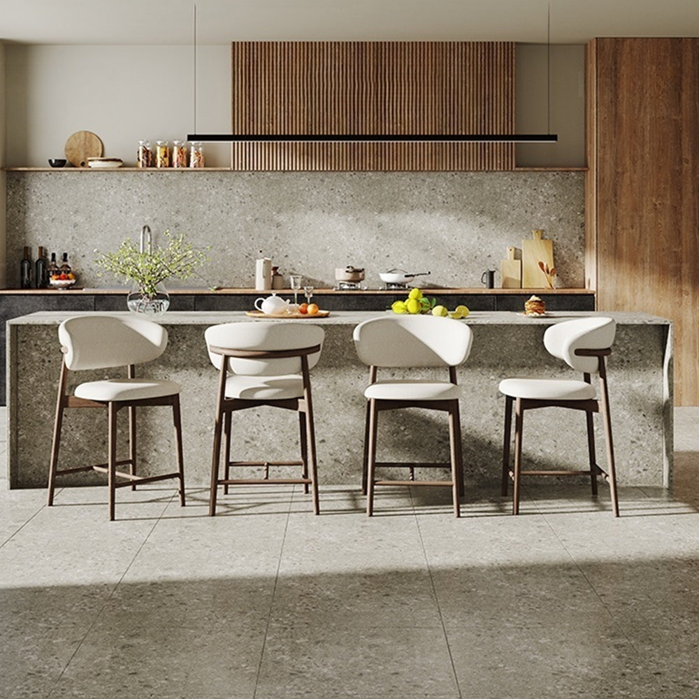 LIVARA DC1122 Cotton-linen Fabric Dining Chair Ash Wood Frame