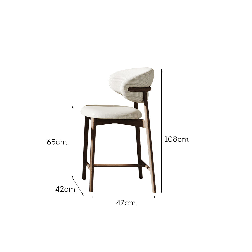 LIVARA DC1122 Cotton-linen Fabric Dining Chair Ash Wood Frame