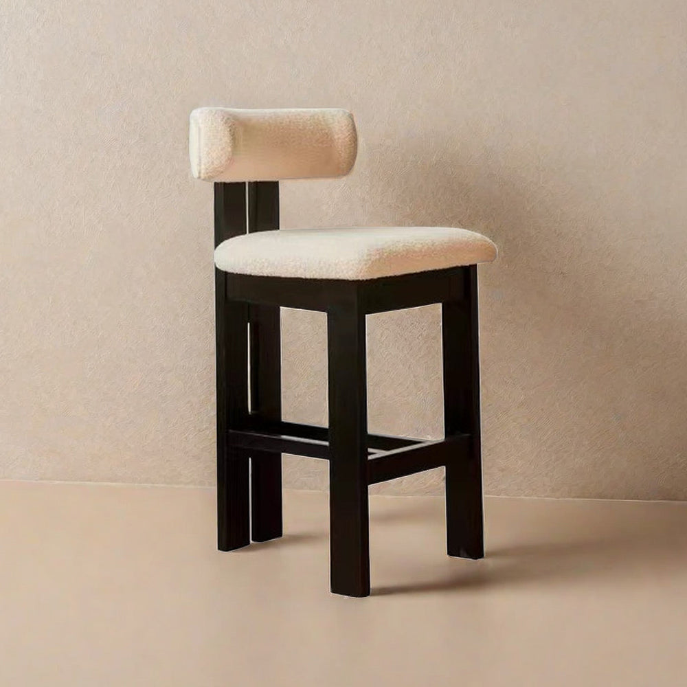 LIVARA DC1123 Lamb Fleece Fabric Dining Chair Ash Wood Frame