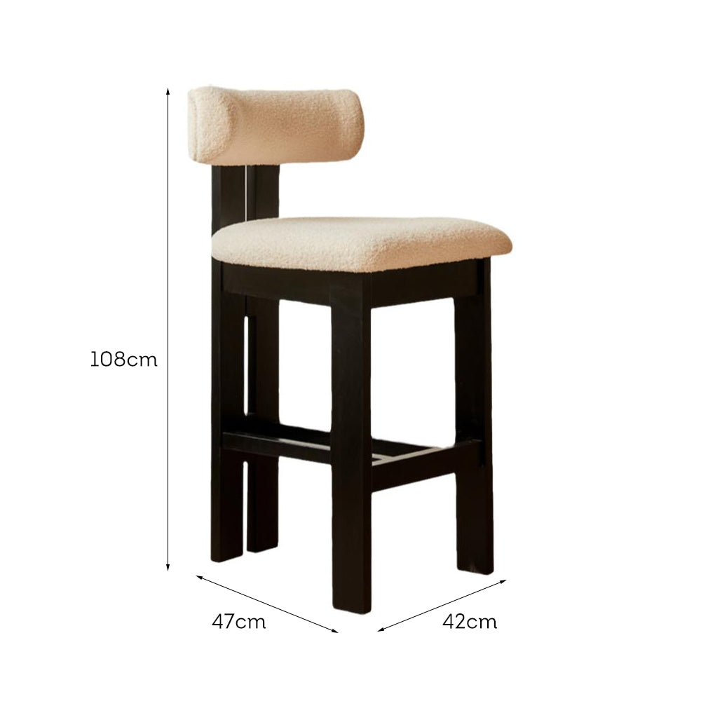 LIVARA DC1123 Lamb Fleece Fabric Dining Chair Ash Wood Frame