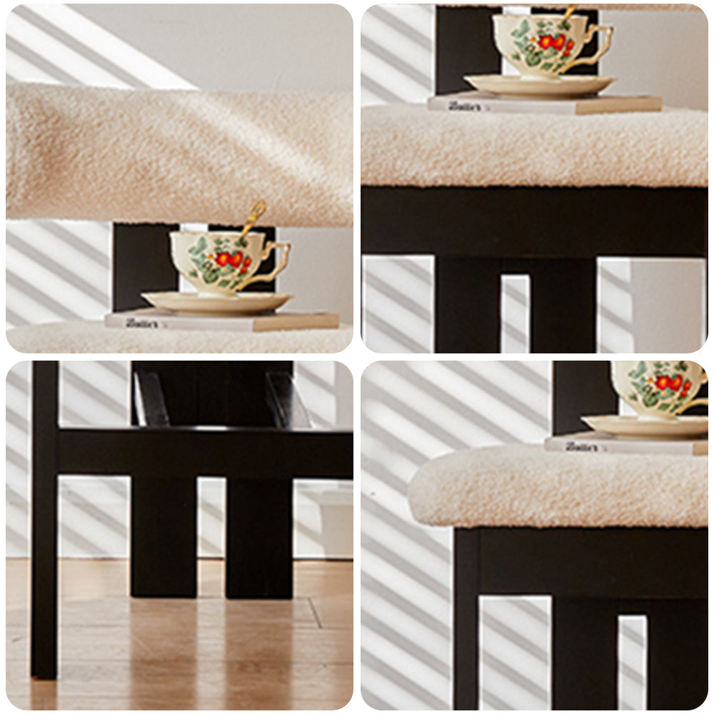 LIVARA DC1123 Lamb Fleece Fabric Dining Chair Ash Wood Frame