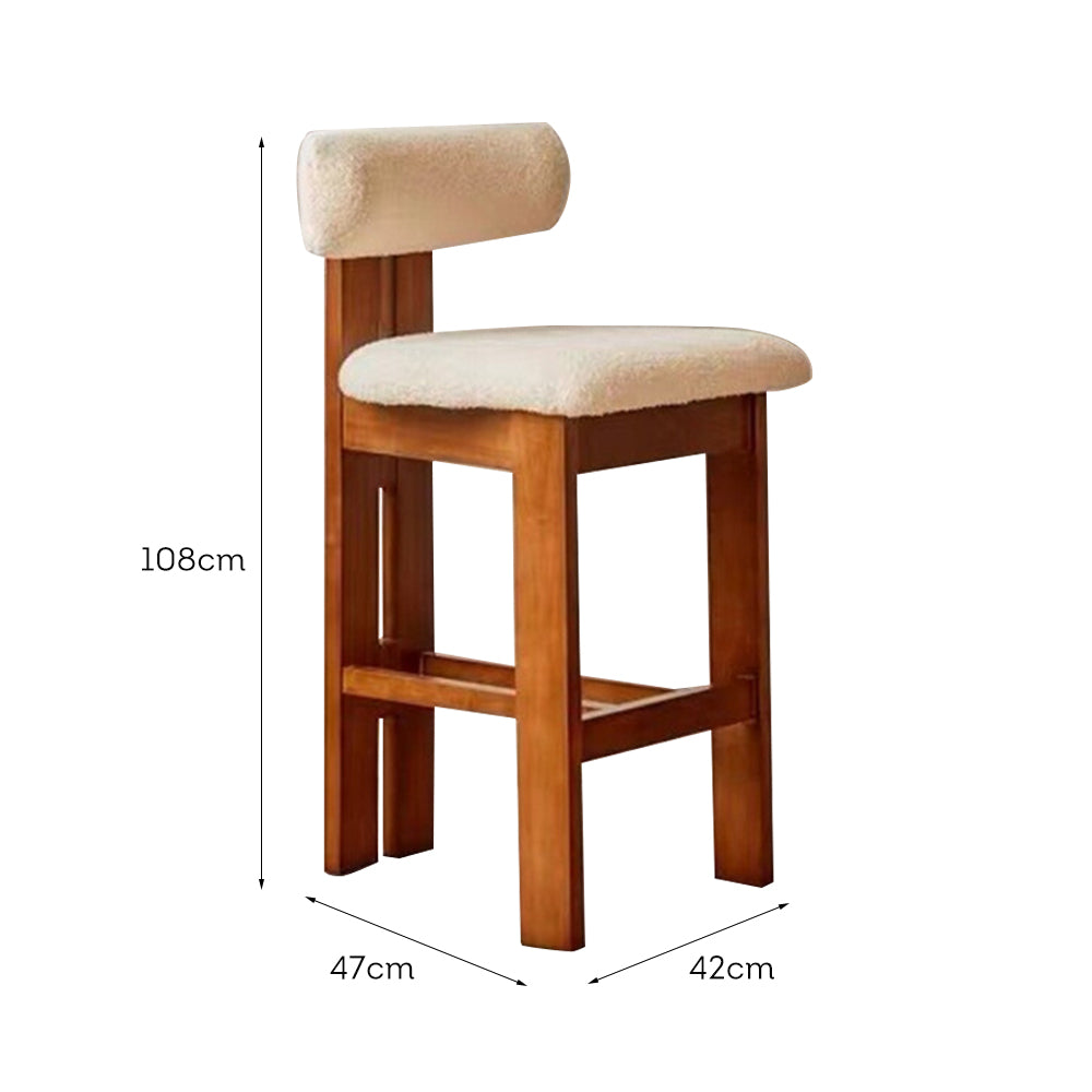 LIVARA DC1123 Lamb Fleece Fabric Dining Chair Ash Wood Frame