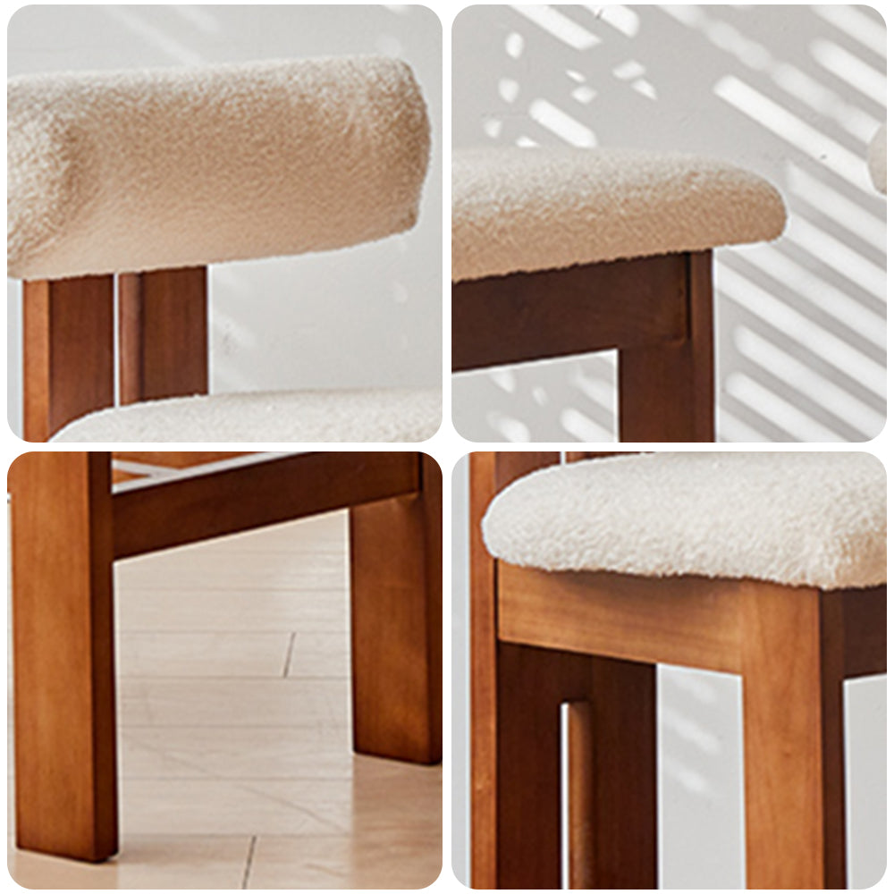 LIVARA DC1123 Lamb Fleece Fabric Dining Chair Ash Wood Frame