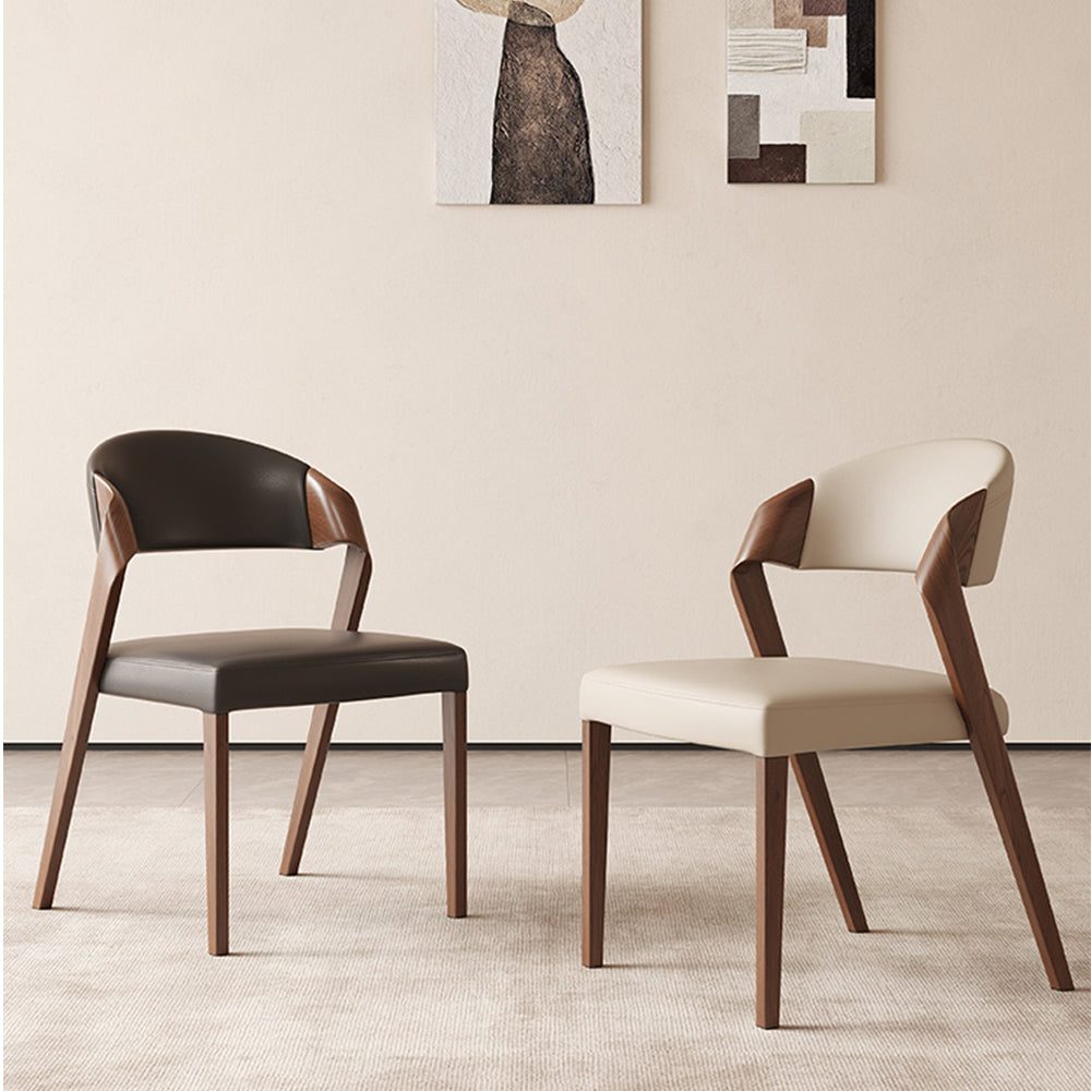 LIVARA DC1125 Faux Leather Fabric Dining Chair Ash Wood Frame