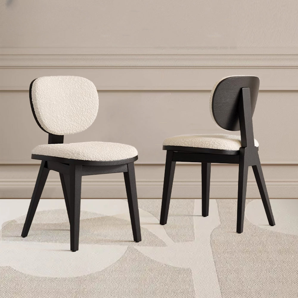 LIVARA DC1126 Lamb Fleece Fabric Dining Chair Ash Wood Frame