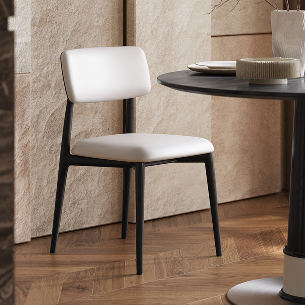 LIVARA DC1128 PU Leather Fabric Dining Chair Ash Wood Frame