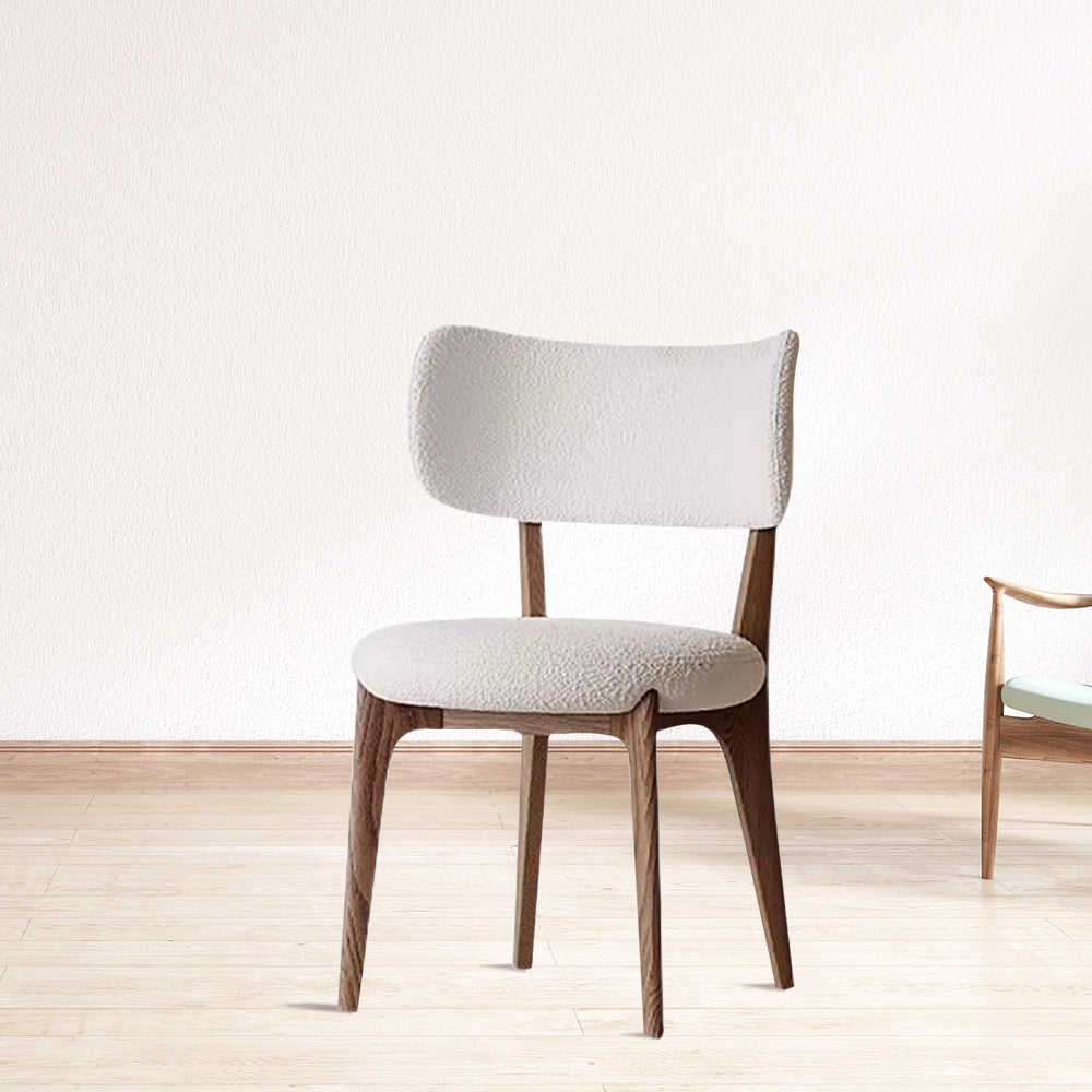 LIVARA DC1132 Teddy Fabric Dining Chair Solid Wood Frame