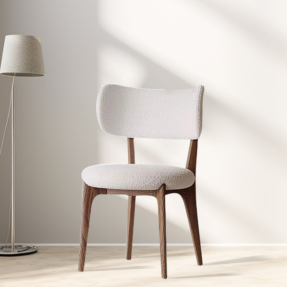 LIVARA DC1132 Teddy Fabric Dining Chair Solid Wood Frame