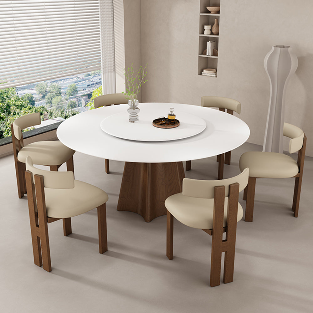 LIVARA DC1134 Faux Leather Fabric Dining Chair Ash Wood Frame