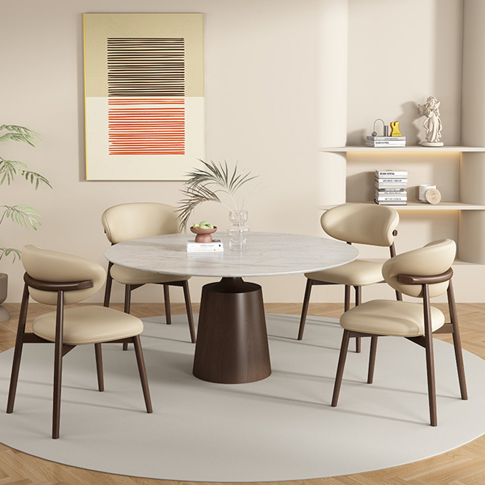 LIVARA DC1138 Faux Leather Fabric Dining Chair Solid Wood Frame