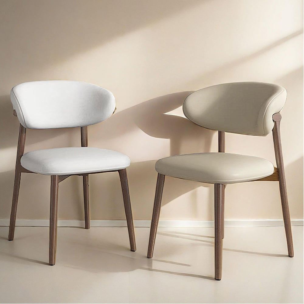 LIVARA DC1138 Faux Leather Fabric Dining Chair Solid Wood Frame