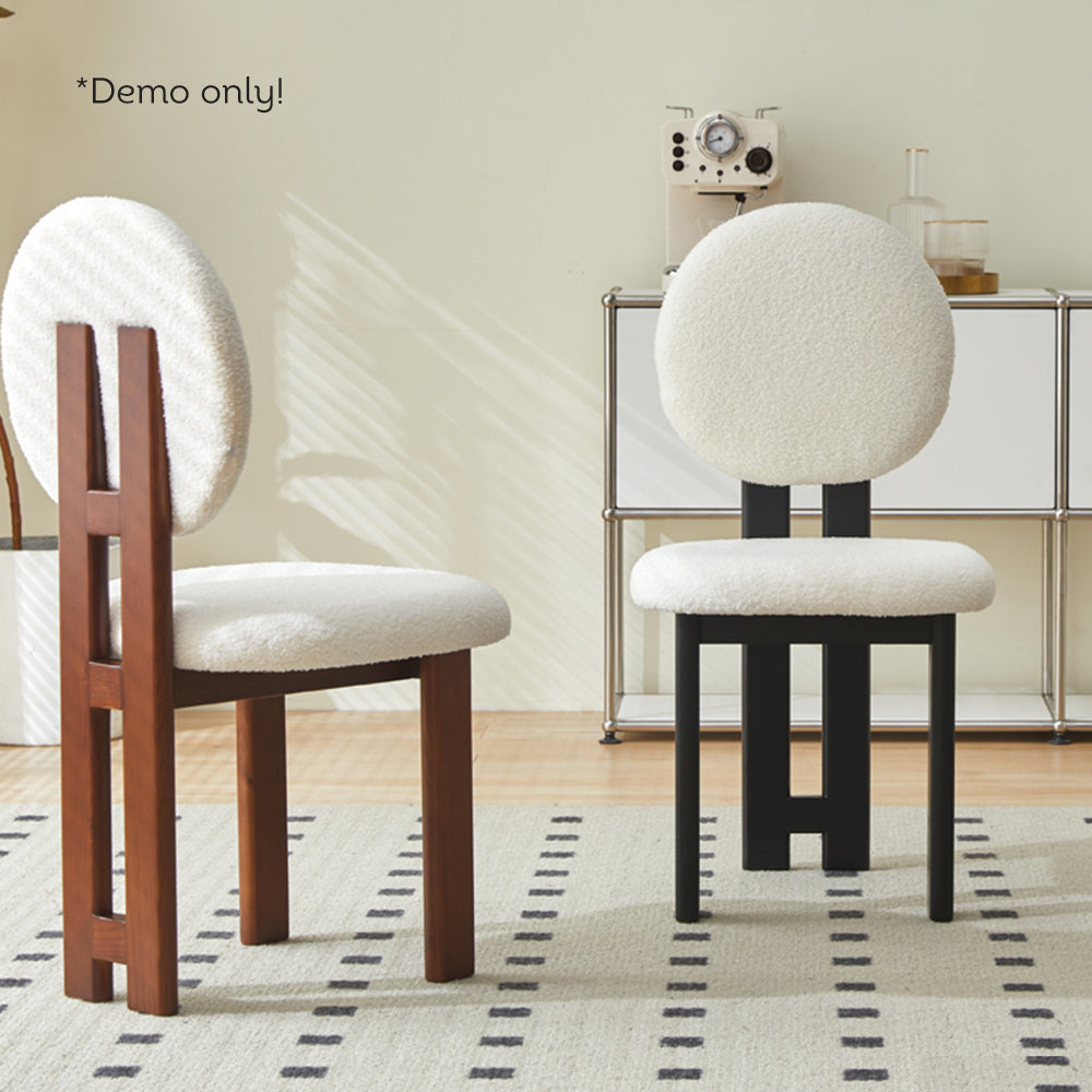 LIVARA DC1139 Teddy Fabric Dining Chair Solid Wood Frame