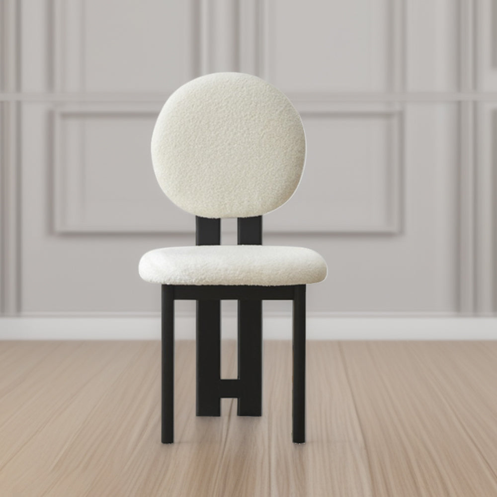 LIVARA DC1139 Teddy Fabric Dining Chair Solid Wood Frame