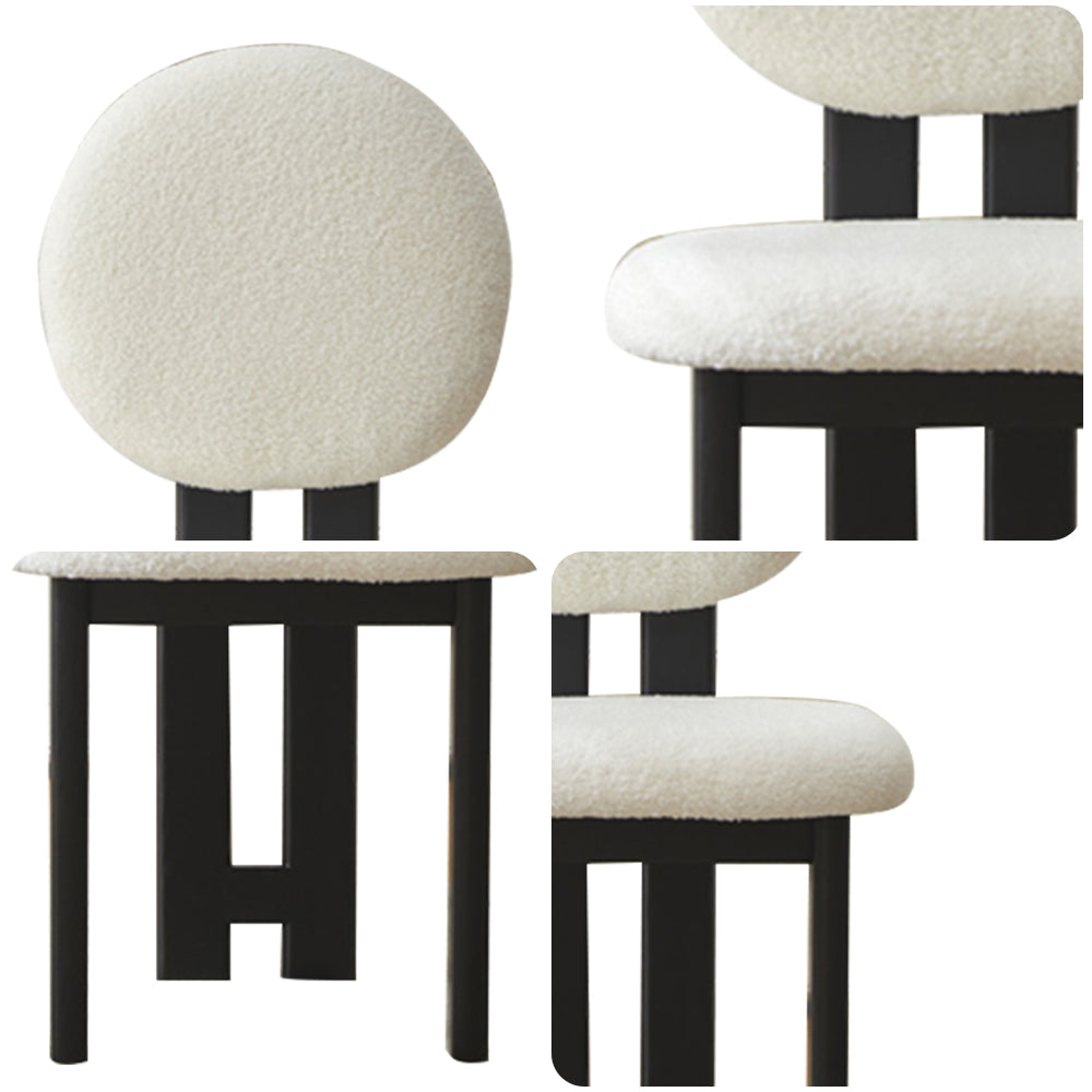 LIVARA DC1139 Teddy Fabric Dining Chair Solid Wood Frame