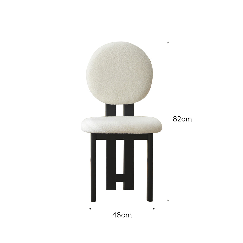 LIVARA DC1139 Teddy Fabric Dining Chair Solid Wood Frame