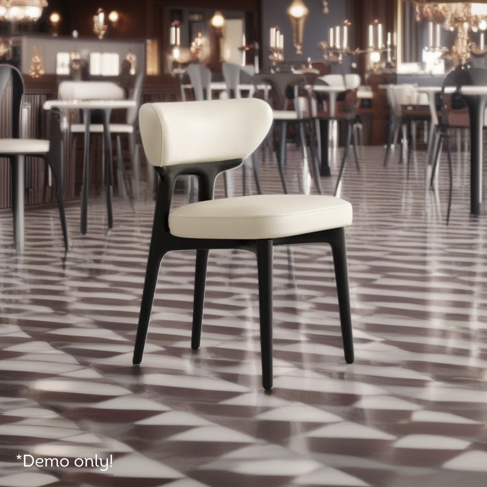 LIVARA DC1140 Faux Leather Fabric Dining Chair Solid Wood Frame