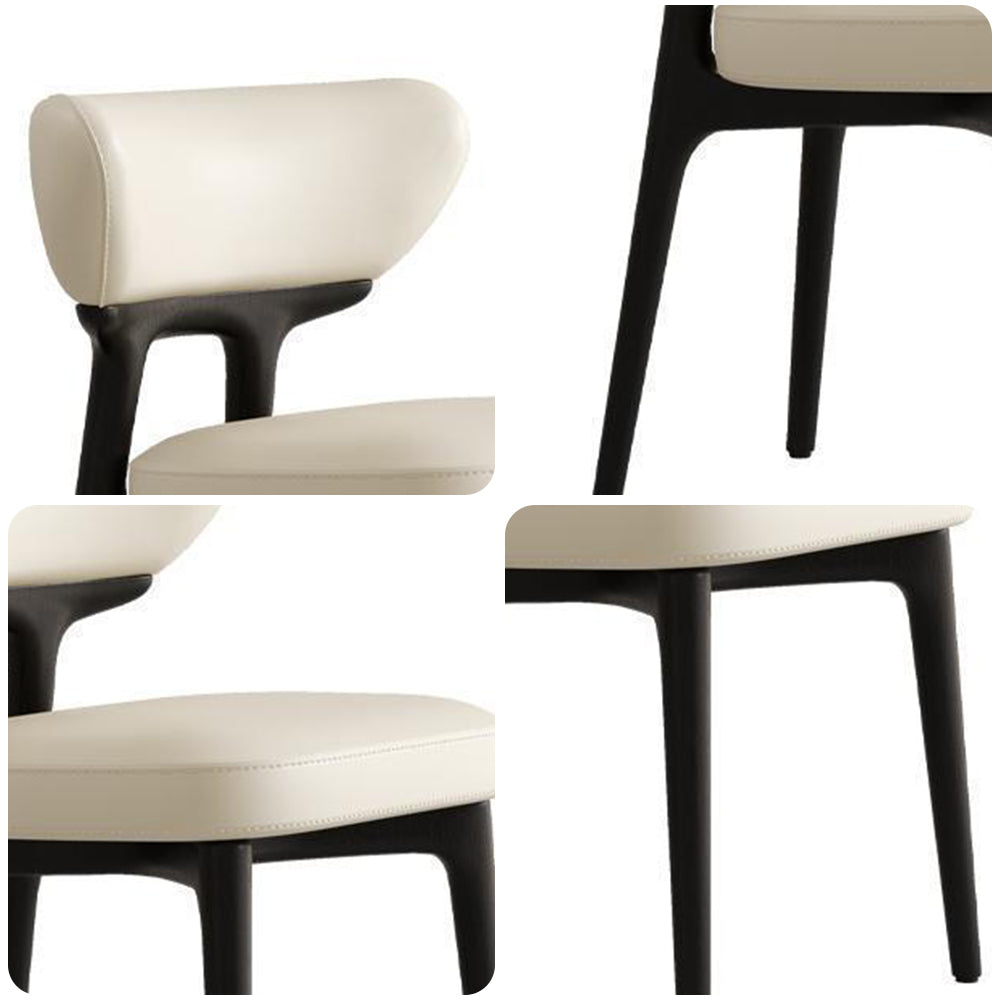 LIVARA DC1140 Faux Leather Fabric Dining Chair Solid Wood Frame