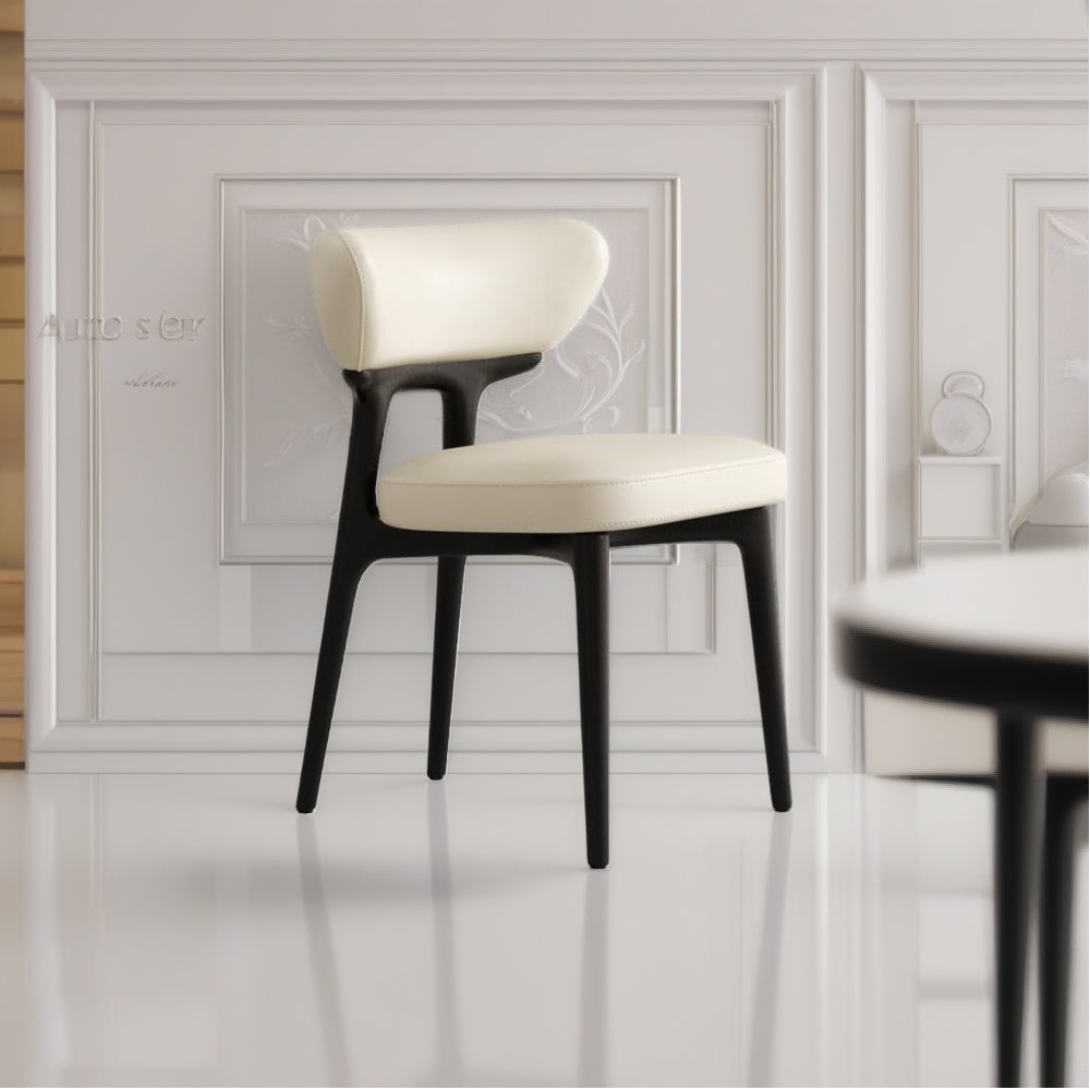 LIVARA DC1140 Faux Leather Fabric Dining Chair Solid Wood Frame